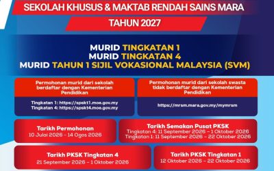 Permohonan Pentaksiran Kemasukan Sekolah Khusus (PKSK) bagi kemasukan Tahun 2027 kini dibuka